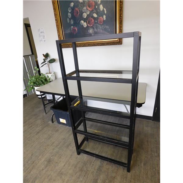Wood & Glass Shelving Unit with 5 Shelves