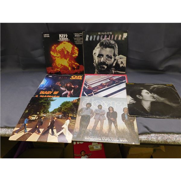 Lot of 7 Vinyl Records Rock Ozzy, Ringo Star, John Lennon, The Doors, KISS, The Beatles
