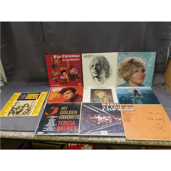 Lot of 10 Vinyl Records Elvis Presley, Johnny Cash, Dolly Parton, John Denver, Del Shannon, etc