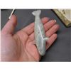 Image 11 : Signed and Dated Inuit Artist Soapstone Indigenous Sculptures Narwhals, Figure, Bone Base, Accessory