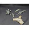 Image 1 : Signed and Dated Inuit Artist Soapstone Indigenous Sculptures Narwhals, Figure, Bone Base, Accessory