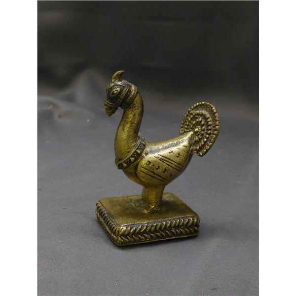 1960s Brass Peacock Figurine 4" tall