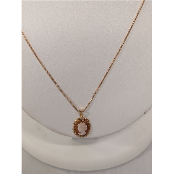 14k Cameo Pendant and 14k Gold Chain