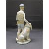 Image 3 : Vintage Porcelain Made in Spain Dog Walking Boy *damage*