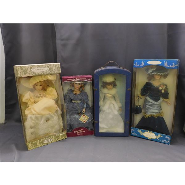 Lot of 4 Vintage Porcelain Dolls 18" w Boxes