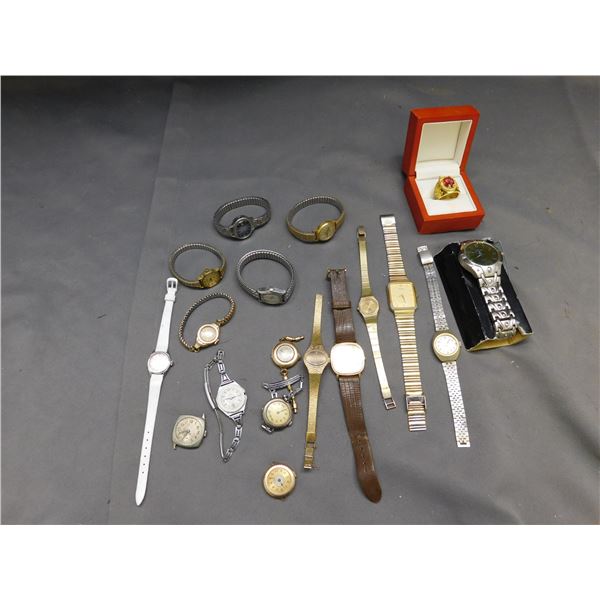 Lot of Assorted Watches Mens Womens Etc & Ring