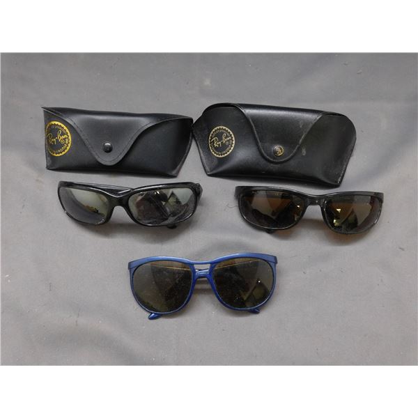 3 Pairs of Sunglasses Ray Ban w Cases and Vuarnet