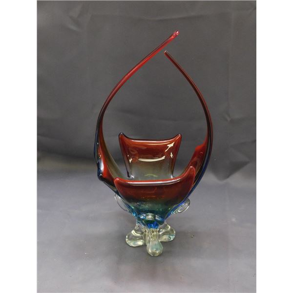 "Tie Dye" Chalet Glass Centerpiece Art Glass Blown Glass *damaged*