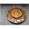 Image 1 : Vintage Digsmed Danmark Lazy Susan Wooden Snack Tray with 6 Dishes