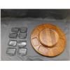 Image 3 : Vintage Digsmed Danmark Lazy Susan Wooden Snack Tray with 6 Dishes