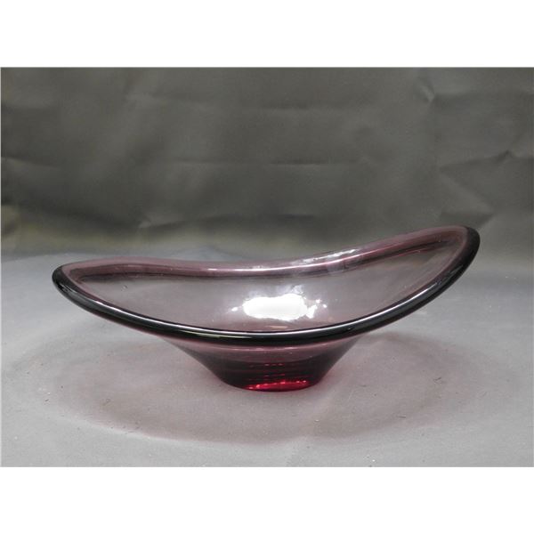 Vintage MCM Art Glass Blown Glass Purple Serving / Candy Dish