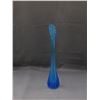 Image 1 : Art / Blown / Swung Glass Blue Vase 17"