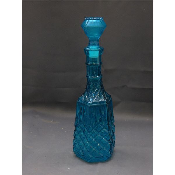 Vintage Blue Turquoise Decanter 14"