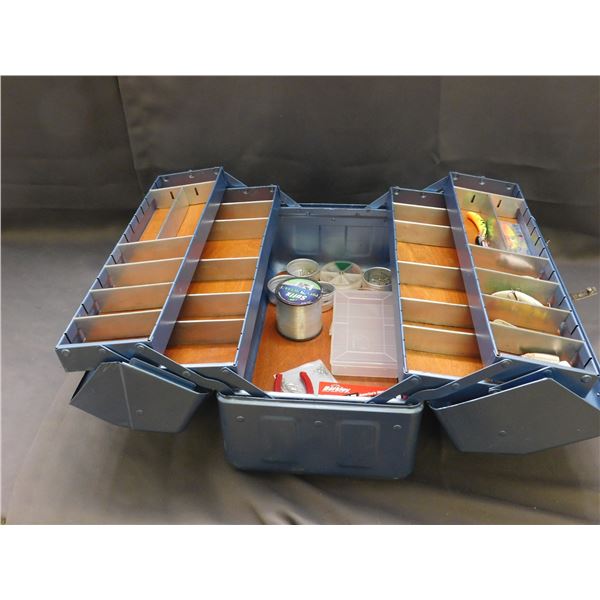 Metal Tackle Box w Some Lures, Fishing  Accessories