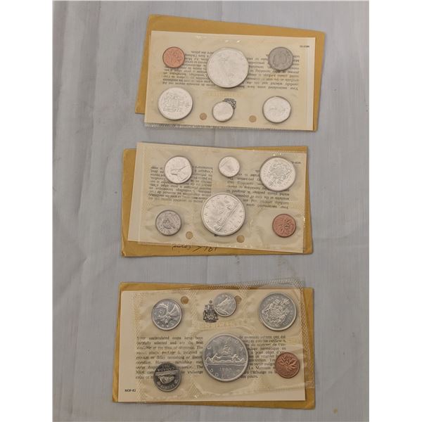 Lot of 3 Canada 1965 Uncirculated Coin Sets