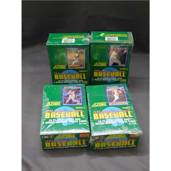 x4 SCORE Series 1 1991 Major League Baseball 16 Player Cards and 1 Trivia Card Per Pack Sealed