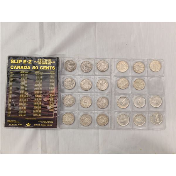 Lot of 23 Canada Silver 50 Cent Coins 1942-1967