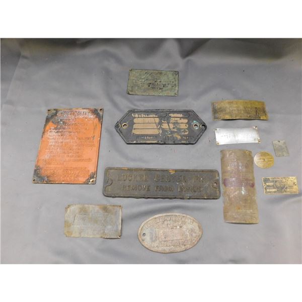 Vintage Antique Nameplates, some Automotive, Industrial Commercial Metal Plates, Farm? Railroad?