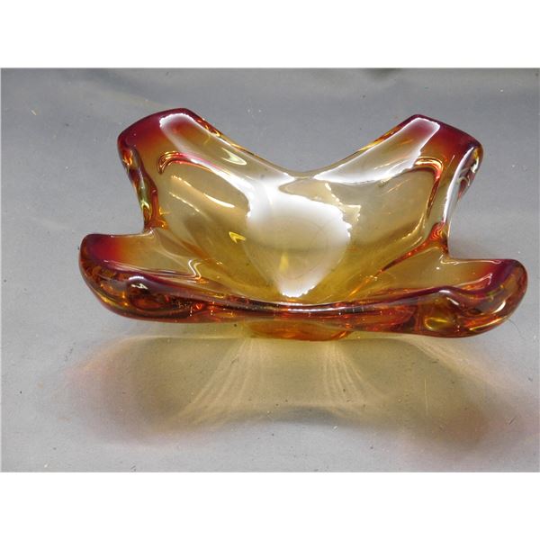 Vintage Blown Glass Art Glass Amber Centerpiece