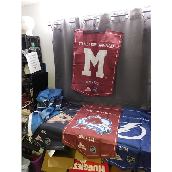 Lot of Hockey Flags Stanley Cup Championships