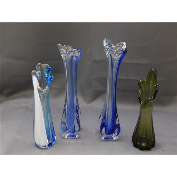 Lot of 4 Art Glass Blown Glass Vases