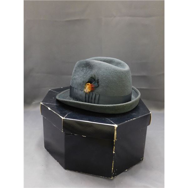 Vintage Men's Knox Hat in Original Box Grey Fedora Size 7