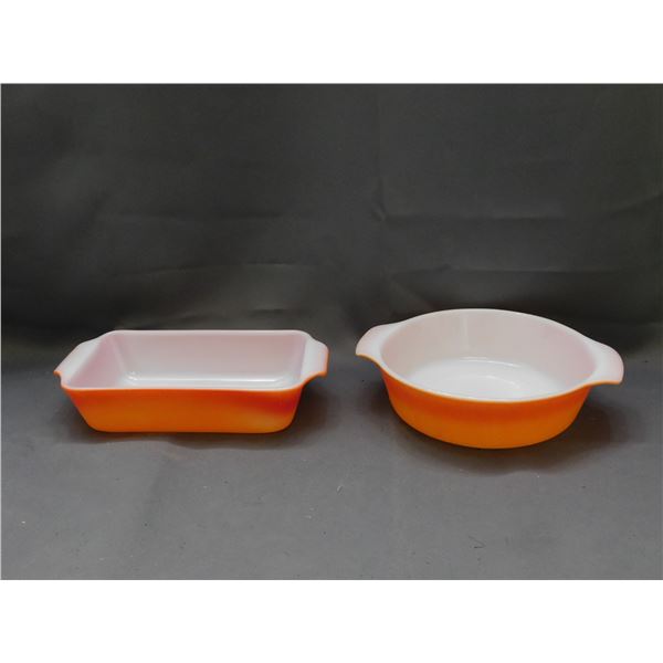 Pair of Vintage Fire King Red Poppy Loaf Pan and Casserole Dish