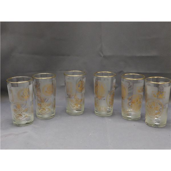 Vintage Elizabeth Hay Signed Drinking Glasses Set of 6