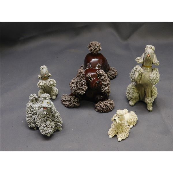 Vintage Spaghetti Noodle Poodles Grey and Brown