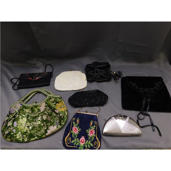 Lot of 8 Vintage Women's Clutches Wallets, Wrist bags Evening Bags Sequin, Beaded, etc