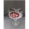 Image 1 : Vintage Crystal Ruby Glass Footed Candy Dish 9.5" tall