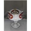 Image 2 : Vintage Crystal Ruby Glass Footed Candy Dish 9.5" tall