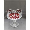 Image 3 : Vintage Crystal Ruby Glass Footed Candy Dish 9.5" tall