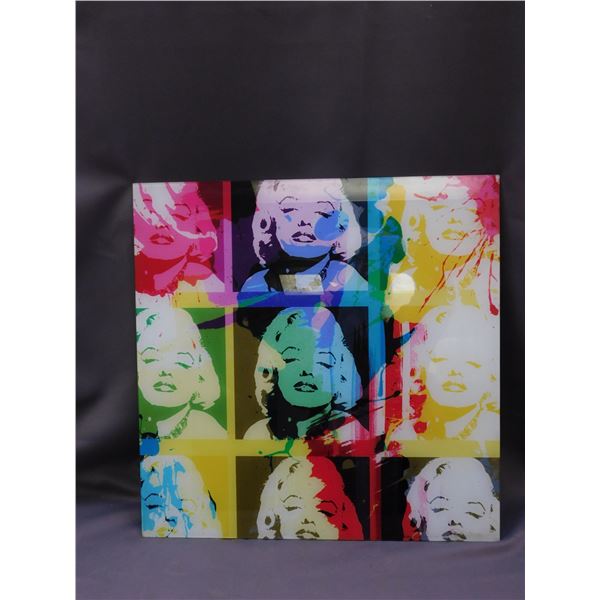 Andy Warhol Style Marilyn Monroe Glass Panel Wall Hanging Decor 20" x 20"