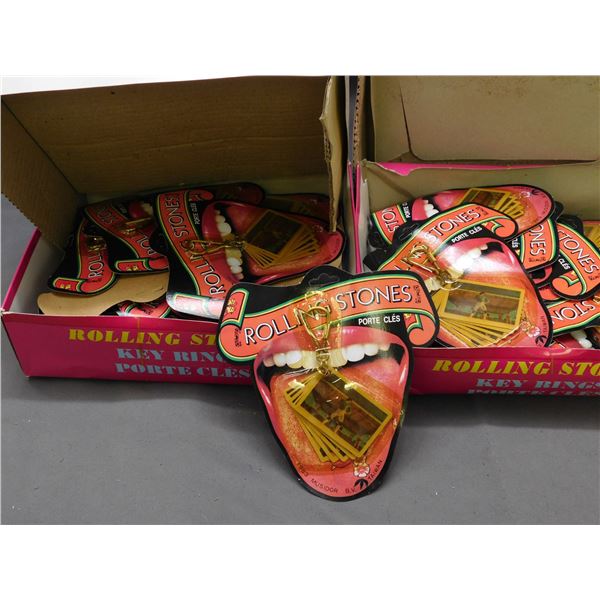 2 Boxes of Vintage The Rolling Stones Key Rings NOS Keychains