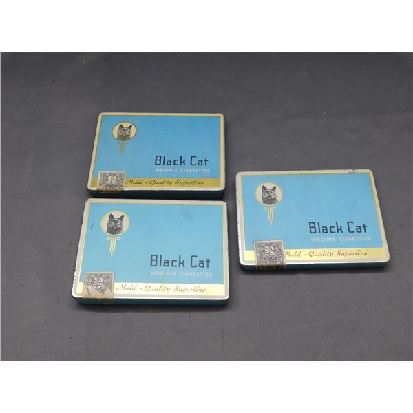 Lot of 3 Vintage Black Cat Virginia Cigarettes Tins