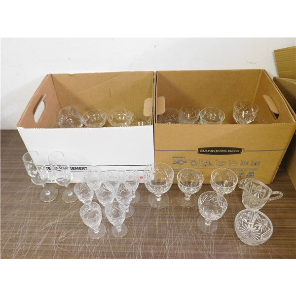 Large Lot of Crystal Stemware 40pcs Various Styles Brandy, Wine, Dessert, Cocktail