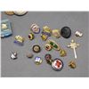 Image 2 : Lot of Old Mostly Mexican Coins, Pins Frat & Service, Military, Religious, etc