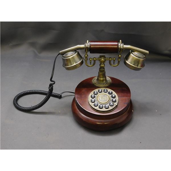 Antique Style Candlestick Wooden Rotary Telephone Reproduction