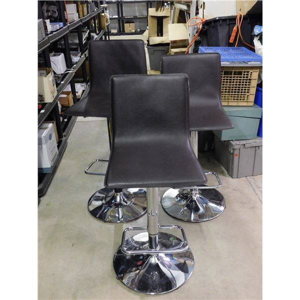 Lot of 3 Modern Vinyl Bar Stools *some wear*