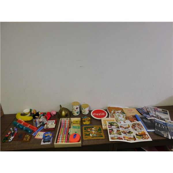 END OF THE RUN Assorted Toys, Canisters, Grey Cup Newspapers, Bingo, Decor