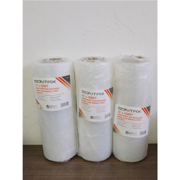 Lot of 3 15" x 1500ft Clear Plastic Packaging Wrap Parcel Item Wrap NEW