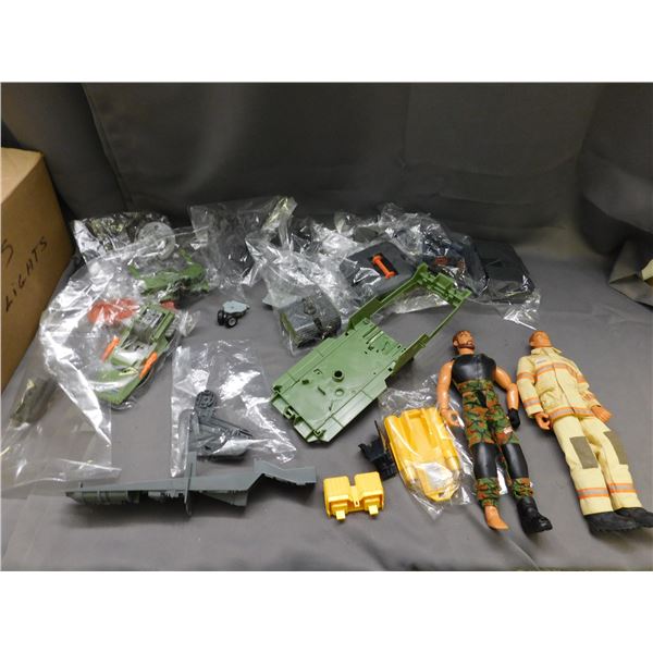 1980s Hasbro Playset & Vehicle Parts, 2 12" Dolls