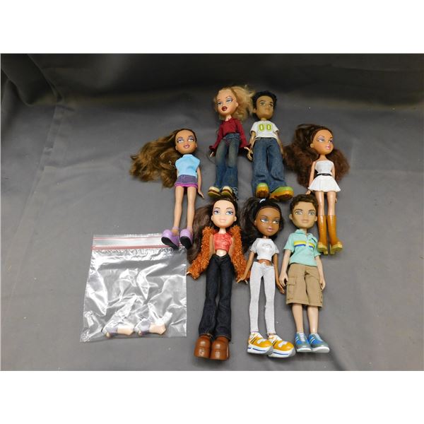 Lot of 7 Bratz Dolls & extra pair of shoes