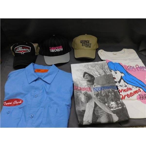 Lot of 6 Concert Tour Items 3 Baseball Caps Lady Antebellum, George Strait, Katy Perry, Etc