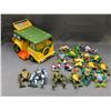 Image 1 : Lot of Mostly Vintage TMNT Teenage Mutant Ninja Turtles Action Figures & Turtle Van