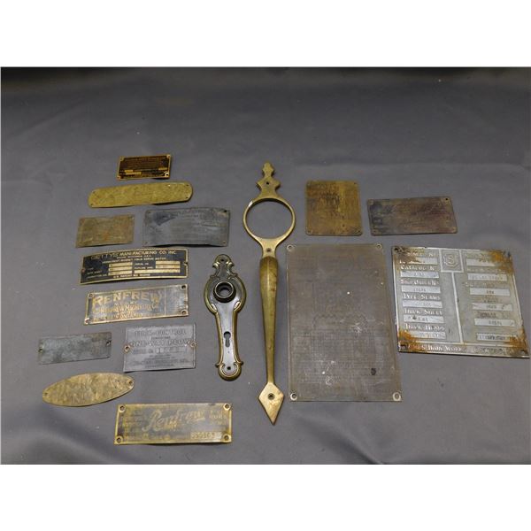 16pcs of Vintage Antique Metal Nameplates Industrial Machine Tags, Signs, Automotive, Commercial, et