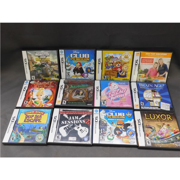 Lot of 12 Nintendo DS Games Club Penguin, Tinker Bell, Monster Jam, Zhu Zhu, Brain Age + Loose Game