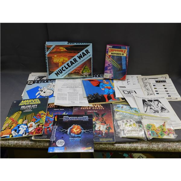 Lot of Tabletop Roleplaying Superhero Marvel DC Games, Manuals, Booklets, Expansions, Pieces