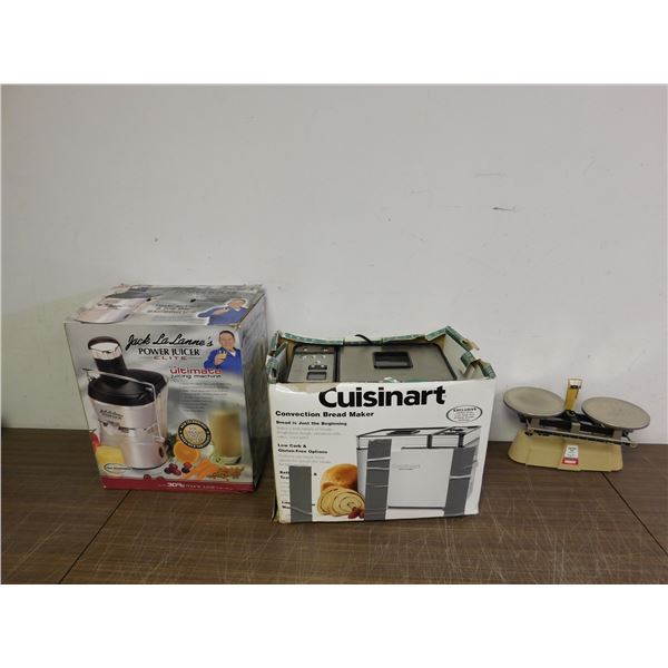 Cuisineart Bread Maker and Power Juicer w boxes & Vintage Science Lab Scale